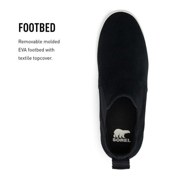 Sorel Women's 5 Out N About Slip-On Wedge Bootie Black White Waterproof size 8 - Picture 11 of 12